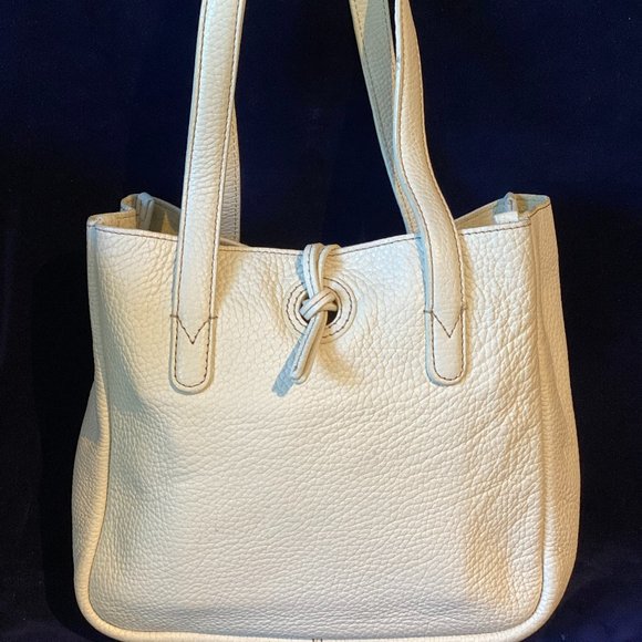 Vintage J.Crew White Pebbled Leather Hobo/Tote Bag - Picture 9 of 12